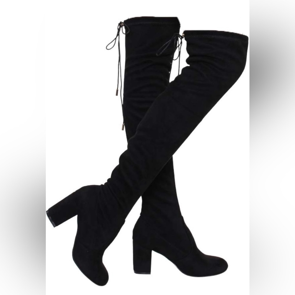 ShoBeautiful Women's Stretchy Over The Knee Chunky Heel Boots